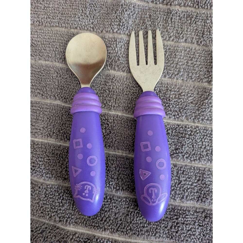 Gerber Graduates Toddler Utensil Set Stainless Steel Fork Spoon Chunky Ergonomic